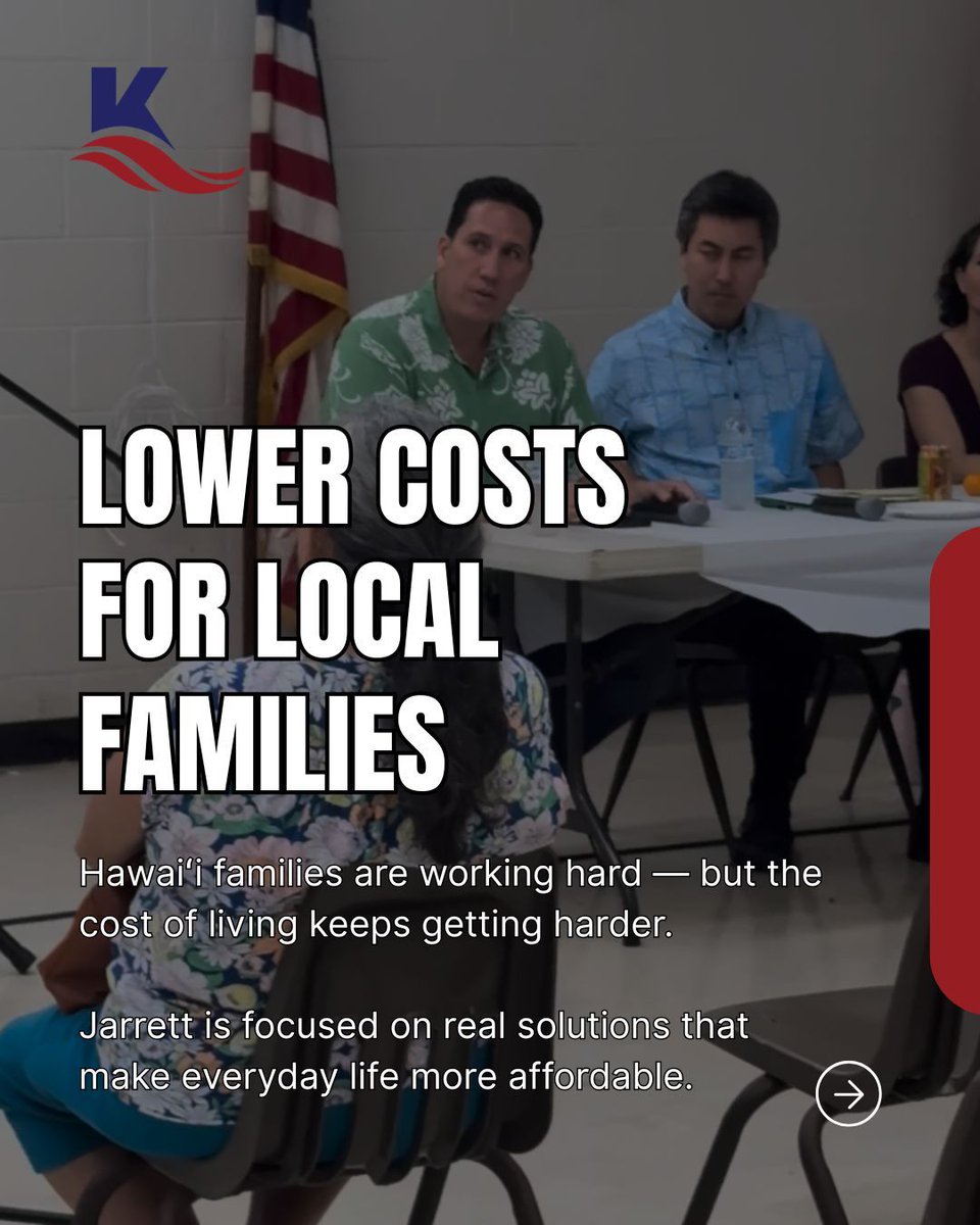 Jarrettforhi's tweet photo. Jarrett is running for Congress to address the cost of living crisis with real solutions: more affordable housing, cheaper renewable energy, and pushing back on policies that drive up everyday costs. He's about keeping local families here and building a future for our keiki. https://t.co/TgcRvkMWO5