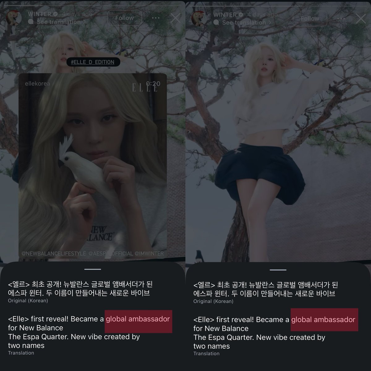 wnterzy's tweet photo. winter really do live rent free in shityus minds. Elle literally promoted her appointment by creating an instagram highlight and Korean media has been calling her the new global ambassador across multiple articles. this one sided jealousy y'all have is so funny https://t.co/KRLpU4veIf