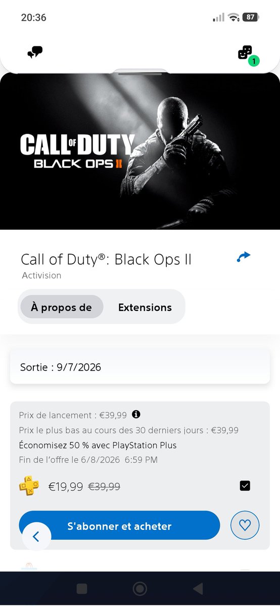 Eric_Noctis's tweet photo. #Blackops 

Forcément fallait s'y attendre.... L'offre avec le ps+ pile quand la trend c'est de se désabonner 😂 toujours pas intéressé j'ai fait mon temps à l'époque de sa sortie. https://t.co/Hs2VmWQc8B