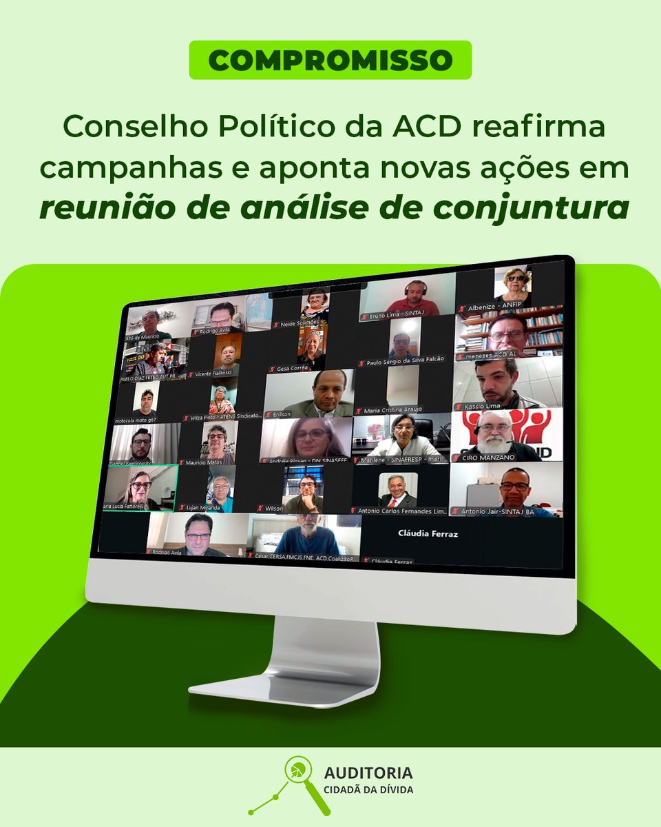 AuditoriaCidada's tweet photo. Conselho Político da ACD reafirma campanhas e aponta novas ações em reunião de análise de conjuntura
https://t.co/CUSLHUeBEa https://t.co/sGPEKDYzTf