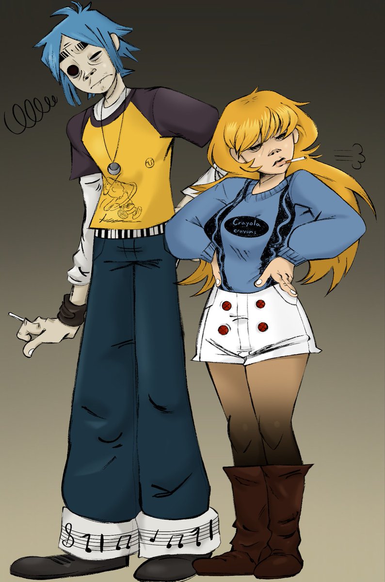 _cassan0va_'s tweet photo. two dents and sandra (my oc)
.
.
.
Tried to replicate the style of phase 2. Pretty proud!
#gorillaz #gtwt https://t.co/NJxrwPE3BG
