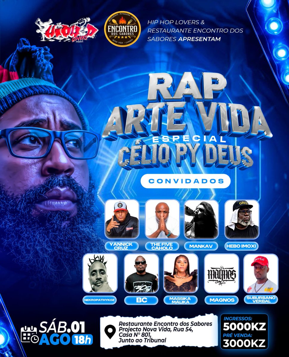 celiopydeus's tweet photo. ⚠️Mekié Família

O desafio foi aceite, a proposta foi aliciante ao dred que mais trabalha no HIP HOP nacional e  detentor de 54 projectos, Célio Py Deus

939 40 28 75 

 Ingressos pre-venda: *Novo Hospital "Pedro Maria Tonha"/ Condomínio Múcua dourada/jango pedalé*(24h) https://t.co/CURsTauGDN