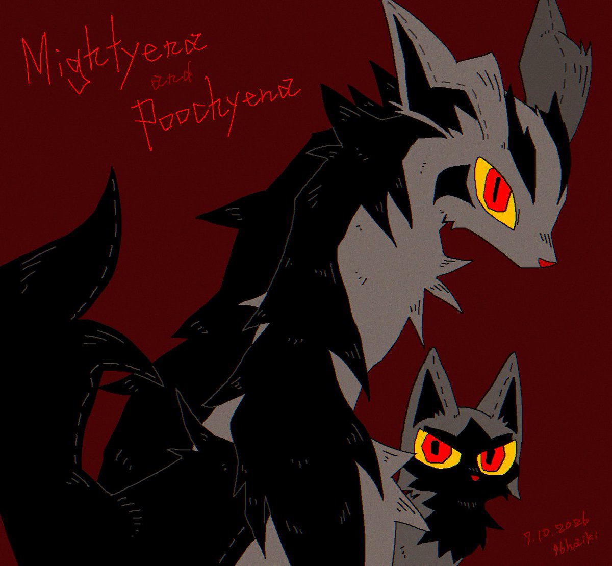 kuroHaiki's tweet photo. #pokemon グラエナとポチエナ / mightyena and poochyena https://t.co/7FMlApGPG1