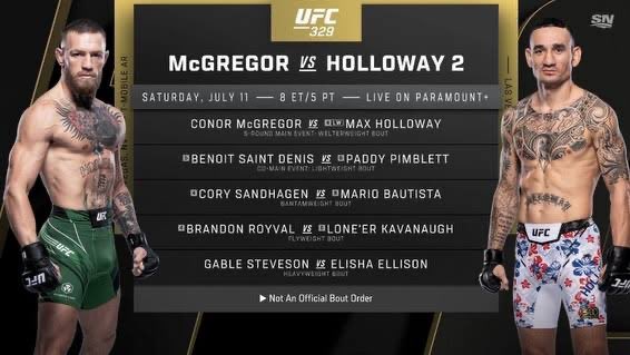 Andrewn9uo's tweet photo. What are the picks?#McgregorvsHolloway #UFC329 https://t.co/EdVMzwVqJQ