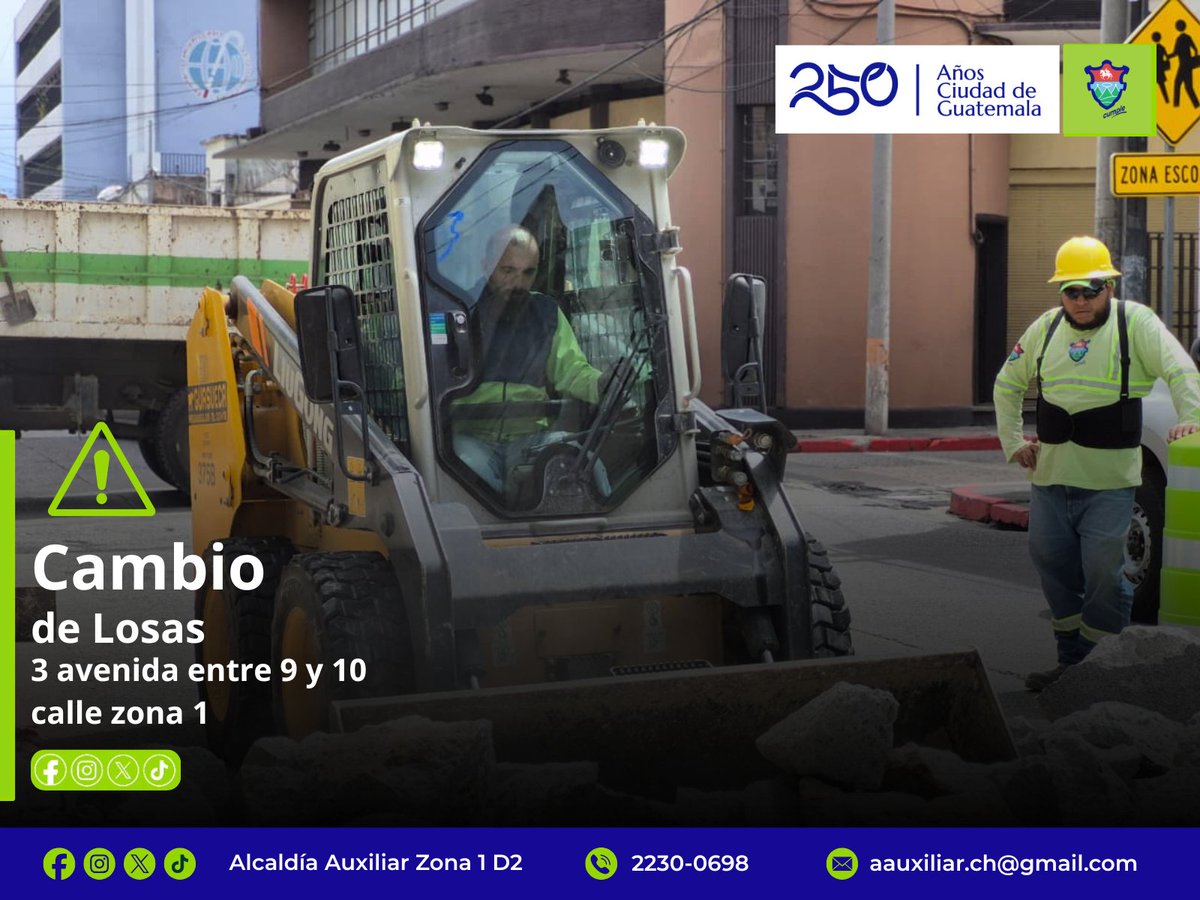 muniauxiliarz1's tweet photo. Cambio de losas 📍 3 avenida entre 9 y 10 calle, zona 1 Se encuentra en ejecución el cambio de losas. Tomar rutas alternas y circular con precaución.

@amilcarmontejo
@PMTMuniGuate

#TransitoGT #TraficoGT #obras #Zona1 #D2 https://t.co/jId3QPPsOW