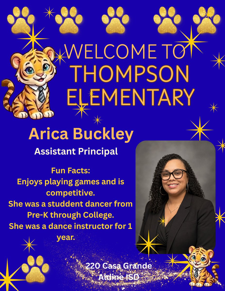 Thompson_Aldine's tweet photo. We are excited to welcome an additional member of our leadership team. Mrs Arica Buckley. She is excited to join team Thompson and we look forward to our future together. OneTeamOneFutureNoLimits. @AldineISD https://t.co/veaFf4CVN7