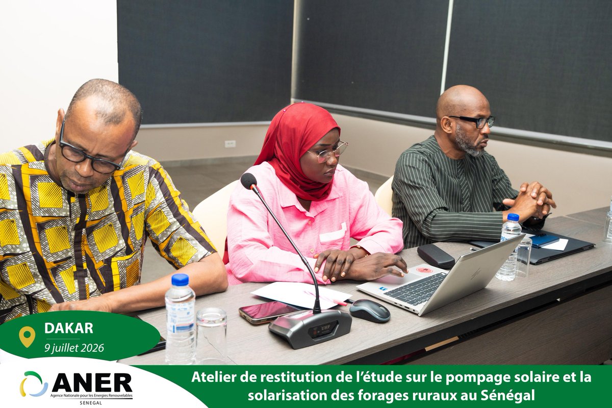 anersenegal's tweet photo. L’ANER, avec le PED/GIZ, a validé l’étude sur les référentiels techniques et modèles économiques du pompage solaire et de la solarisation des forages ruraux. Une étape clé pour renforcer l’accès à l’eau et à l’énergie au Sénégal.
#ANER #GIZ #PompageSolaire #Sénégal2050 https://t.co/9bYwrZAZvH
