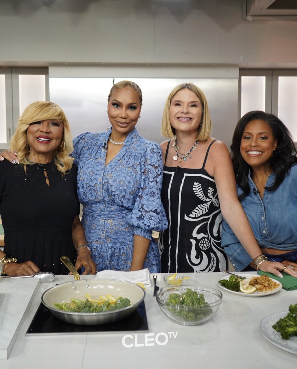 EvelynBraxton's tweet photo. Hi guys,
What a joy it was to be in the kitchen with Jenna and Sheinelle this morning! Tamar and I cooked up something special while sharing news about our new season of Cooking Sessions with Tamar &amp; Ms. E, which premiered yesterday on CLEO TV.  @JennaSheinelle https://t.co/uRqt53IhrK