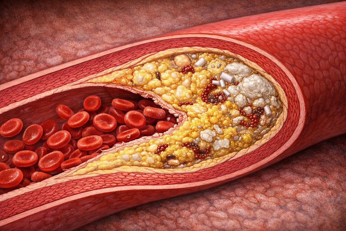 Outdoctrination's tweet photo. Magnesium has the ability to shrink arterial plaques, demonstrated by some incredible clinical trials.

The first study came out in 2008.

They gave people magnesium citrate, just under 100 mg elemental magnesium per day.

This is a puny dose, magnesium RDA is 4X that and people often supplement even more than that.

These studies are all in hemodialysis patients, and that's mainly because these people develop heart disease at a much quicker rate due to toxin accumulation and altered mineral balance.

Magnesium reduced plaque burden within 2 months.

Carotid intima median thickness (cIMT) is the literal thickness of the inner part of the arteries. It's a direct measurement of plaque buildup.

This was decreased on both the left and right sides, while plaque sizes tended to INCREASE without it.

There was also a decent correlation between serum magnesium levels and plaque size.

More magnesium = less plaque.

Serum magnesium is not the best overall measure, and it mainly becomes low in severe depletion.

The second paper came out in 2013.

This time patients were given 440 mg of magnesium oxide 3x per week for 6 months.

Magnesium oxide is a terrible form of magnesium, with as little as 4% of it getting absorbed in the gut.

So really, this is a small, small amount of magnesium.

Even still, after 6 months, people taking the magnesium showed improvements in plaque thickness.

Both the left and right thicknesses were decreased, resulting in a total drop of plaque size.

Meanwhile, the placebo group saw plaques grow once again.

Another study published in 2019 showed even better effects.

Again, the poorly absorbed magnesium oxide, at just 150 mg of elemental magnesium per day, showed beneficial effects across the board.

Vascular:

↓ Mean left CIMT
↓ Maximum left CIMT
↓ Mean right CIMT

Glycemic / Insulin sensitivity:

↓ Insulin
↓ HOMA-IR
↑ QUICKI (insulin sensitivity)
↓ HbA1c

Lipids:

↓ Total cholesterol
↓ LDL cholesterol

Inflammation & oxidative stress:

↓ hs-CRP
↑ Total antioxidant capacity (TAC)
↓ MDA (lipid peroxidation marker)

How is magnesium so effective for heart disease?

Countless reasons, really, but a few of the most important.

1. Anti-inflammatory properties. Magnesium has been shown to alleviate various inflammatory conditions, and heart disease is no exception. The entire plaque formation process is an active construction by the immune system, not just a passive building up of lipids.

2. Metabolism. Magnesium is probably the single most important nutrient for the mitochondria, being involved in countless reactions in energy metabolism and needed for ATP synthesis. Mitochondrial function is needed to stop the inflammatory process and facilitate the export of cholesterol from the arteries.

3. Antioxidant properties. The core initiating event in atherosclerosis is oxidative stress that damages lipoproteins. Magnesium is critical in maintaining antioxidant defenses.

4. NO synthesis / endothelial function. Magnesium is incredibly important for this layer of cells in the arteries. When endothelial cells do not function correctly, they become more permeable to cholesterol entering the arteries.

5. Lipid lowering. Magnesium also has shown the ability to directly lower cholesterol and other lipids, through various mechanisms. Without enough magnesium, cholesterol cannot be cleared from the blood, metabolized or have its synthesis shut off properly.