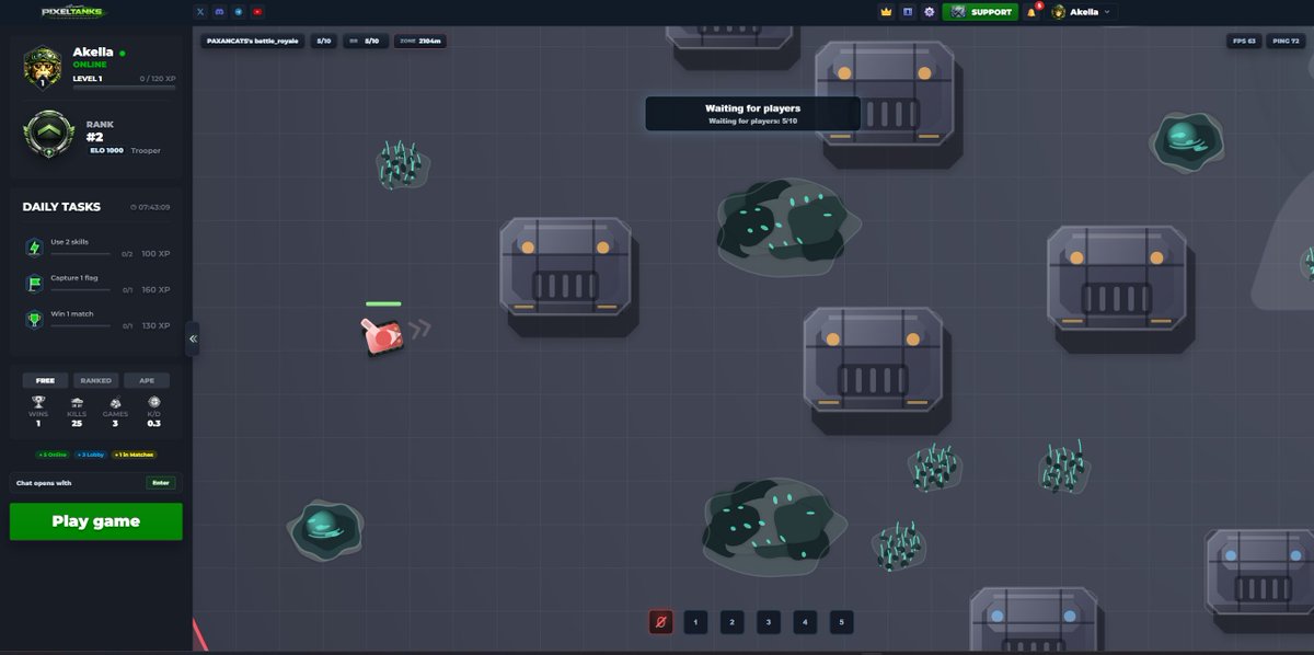 AkellaNe's tweet photo. I discovered a new game, @pixel_tanks, and had a great time with some nice people https://t.co/C11WzKwV6f