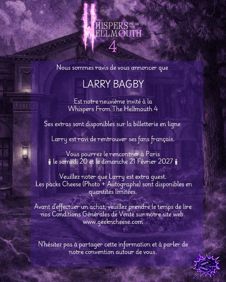 FrConventions's tweet photo. Larry Bagby sera à la #WFTH4 de @GeeknCheese https://t.co/3ftbFn1QA8