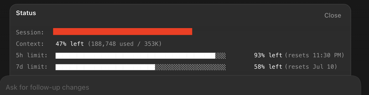 AlexRombaut's tweet photo. @thsottiaux Why did you reset usage limits (I was happy) only to  reset the reset back to what it was a minute later? https://t.co/wOqlHIvG6D