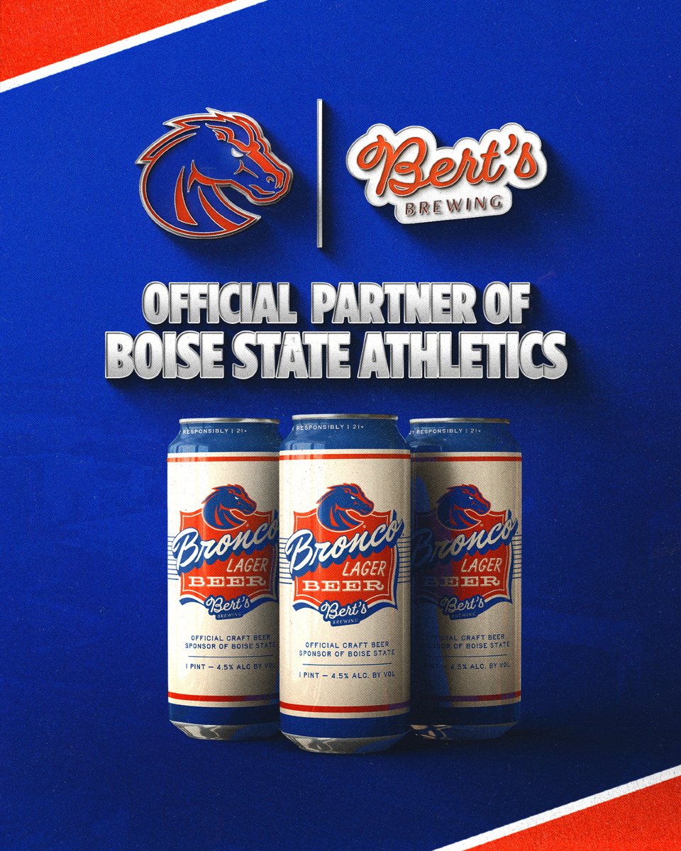BroncoSports's tweet photo. 𝗕𝗢𝗜𝗦𝗘 𝗦𝗧𝗔𝗧𝗘 𝗫 𝗕𝗘𝗥𝗧'𝗦 𝗕𝗥𝗘𝗪𝗜𝗡𝗚 

Introducing a specialty beer brewed exclusively for Bronco Nation with a co-branded can, and Bert's Brew Garden, located in the North End Zone!

📰 https://t.co/FWhQssmZOc

#BleedBlue | #WhatsNext https://t.co/fQjIYgzcGH