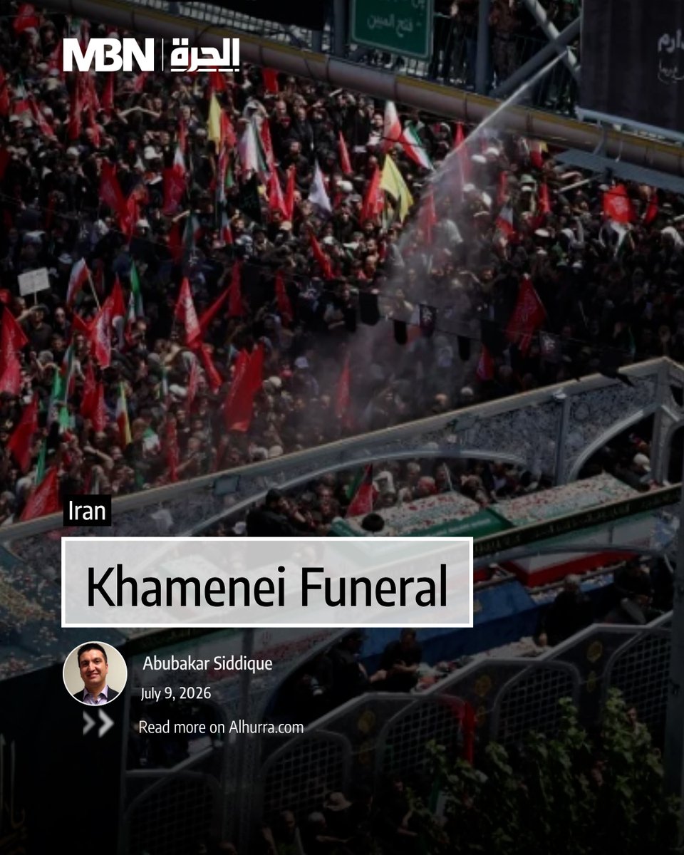 MBNEnglish's tweet photo. ◾ Iran is burying its former supreme leader, Ayatollah Ali Khamenei, more than four months after he was killed by Israeli and U.S. airstrikes at the start of the war. Tehran has turned his funeral into one of the largest in history. Authorities have choreographed it as a momentous political and religious event. The aim is to mobilize domestic support, strengthen regional alliances, and reinforce the leadership of his son and successor, Mojtaba Khamenei.
◾ The funeral began on July 3 with an official ceremony for foreign leaders in Tehran. Over the next two days, crowded public mourning ceremonies were held at the Grand Mosalla Mosque, culminating in a public funeral procession in the capital on July 6. The next day, a similar procession was held in the Iranian city of Qom, a center of Shia religious learning.
For more reading, follow the link ➡️ https://t.co/ZADPgyLI37
@sid_abu