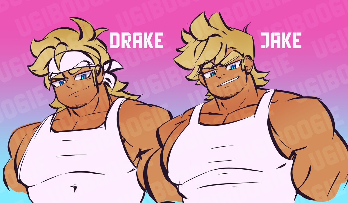 Ugiboogie1's tweet photo. Here are some new OC's that I have made Drake &amp; Jake and they are twin brothers. #bara #muscle #digitalart #art #OC https://t.co/megsLyv5mC