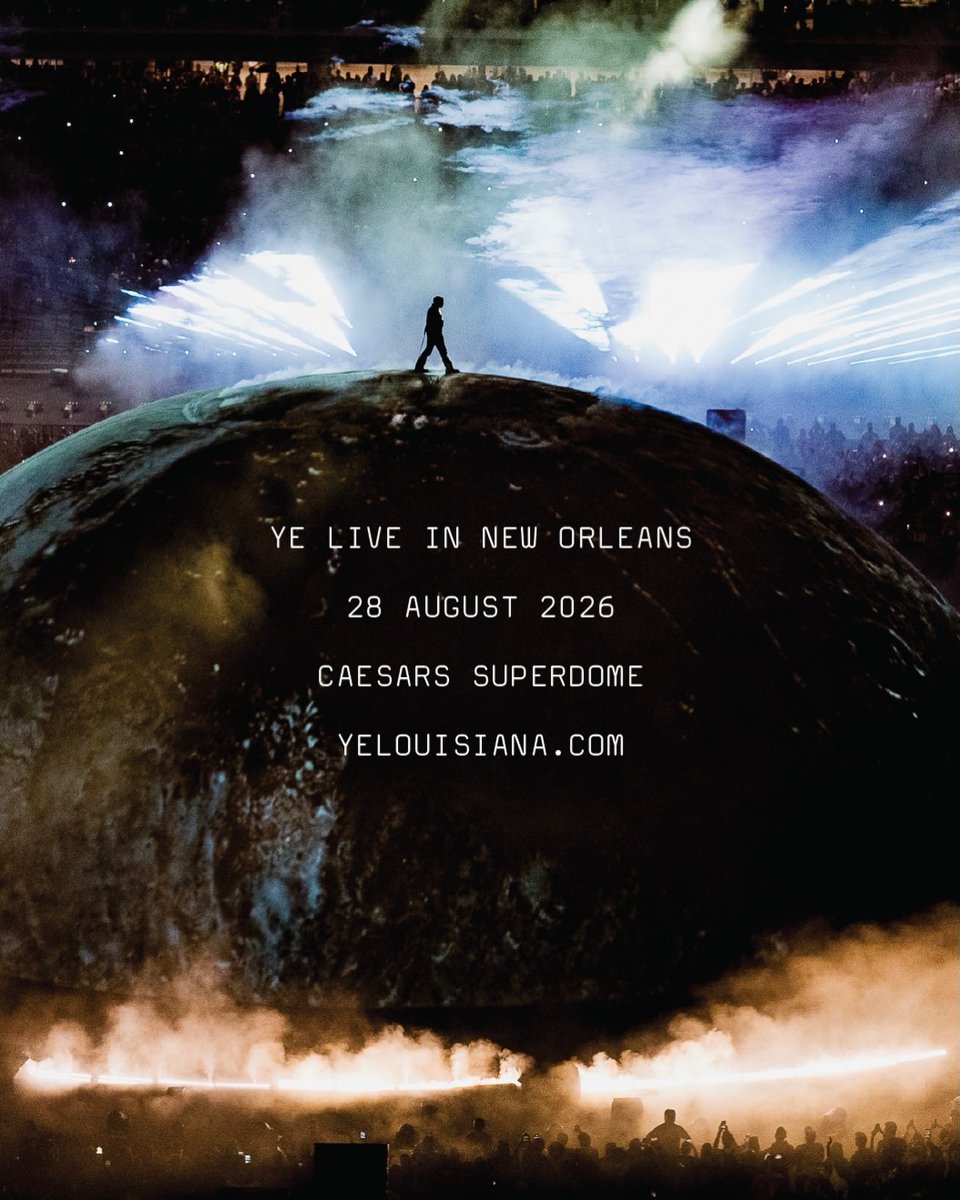 CaesarsDome's tweet photo. For the 1st time in 13 years @kanyewest returns to New Orleans… Friday August 28th Caesars Superdome

PRESALE Tickets Available Wednesday 7/15
General On Sale Friday 7/17

#superdome #KanyeWest https://t.co/52Yi3lcNYy