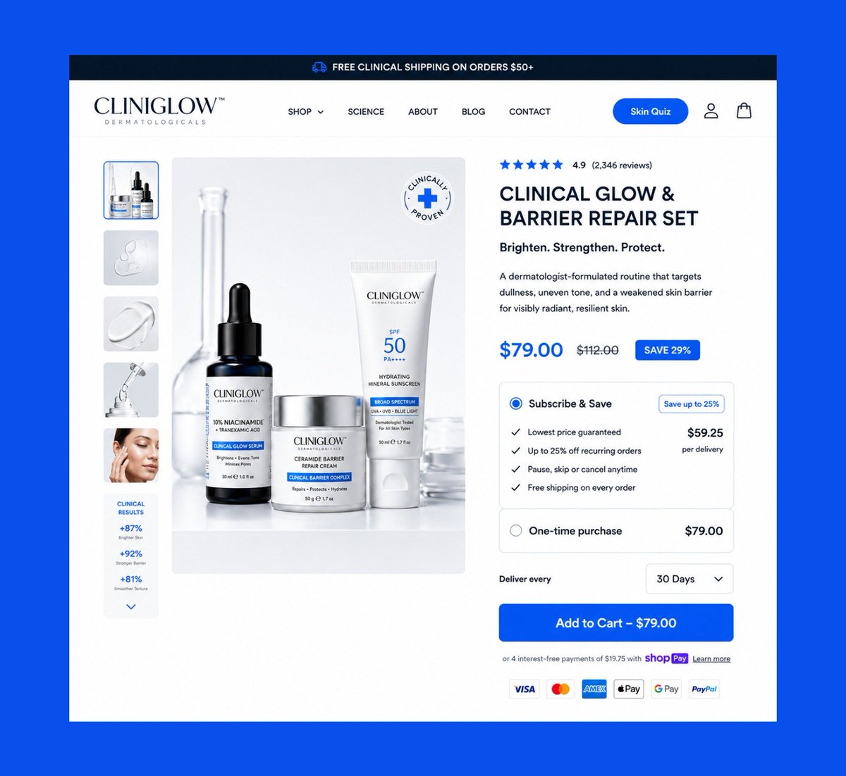 danelvis354's tweet photo. One thing I noticed while studying high converting brands:
Their buying box doesn't just sell a product it guides every buying decision.
From subscriptions to savings and trust badges, every element has a purpose.
I applied those principles to this skincare buying box I designed in @figma .
#WebsiteDevelopment #ecom #webdesign