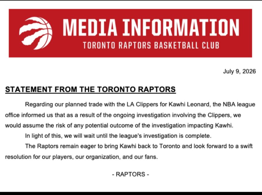 crobertson680's tweet photo. Kawhi trade to Raptors is now on hold. https://t.co/IvkFo0W0gc