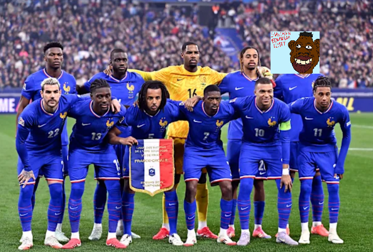 Eneda2000's tweet photo. @BostonTea84 Murzyni pod flagą Francji dziś grają mecz na mundialu.
Niech ta maskarada się zakończy i po konkretnym wpierdolu od Maroka wrócą do..... Afryki https://t.co/ML0TQPbEjc