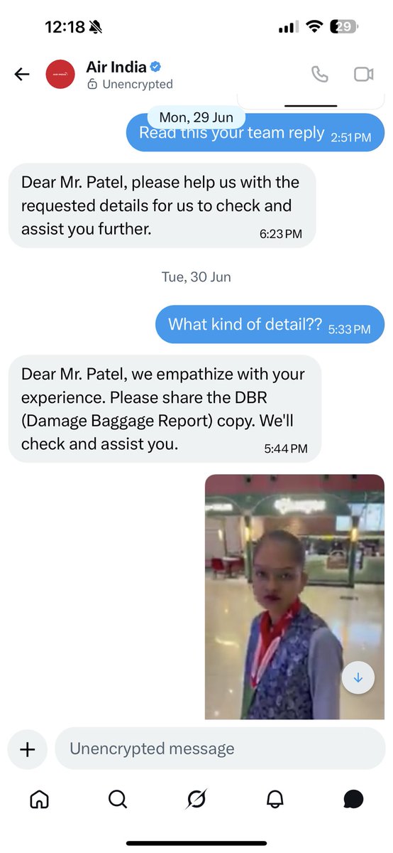 dp9171's tweet photo. @campbellwilson @airindia @AAI_Official 

Subject: Urgent Complaint Regarding Damaged Baggage and No Response from Air India Staff https://t.co/il0ZOP9yIK