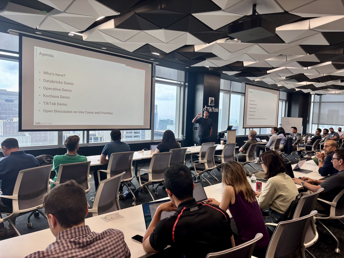 IABTechLab's tweet photo. We have a packed house for today's July Agentic Bootcamp, hosted by TikTok! 

We're excited to feature demonstrations from four companies showcasing what they've built on top of the AAMP framework.

Learn more at https://t.co/rkrtXVYhV9 https://t.co/GmBtem0rFq