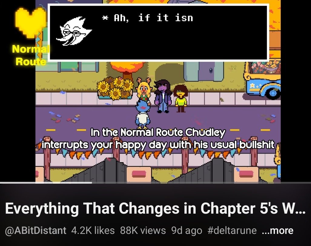 MinksStinks_'s tweet photo. Watching this video on the difference between weird route, normal route, and the aborted weird route for deltarune chapter 5 and was crying at this commentary https://t.co/I0rxKlTEHs