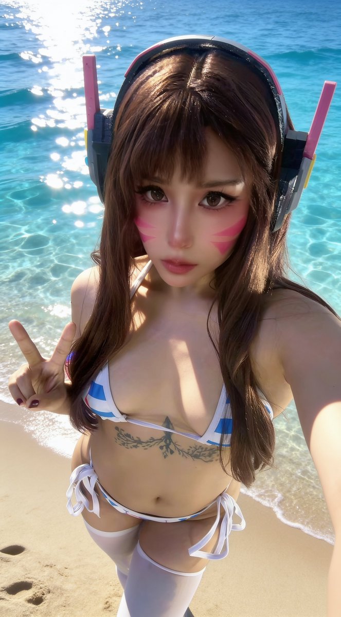 AlienBunnyX_'s tweet photo. A wild https://t.co/wZAwIoCGrc appeared at the beach... 🌊🐰 Do you like my new swimsuit? 😉 👇
#OnlyFans #Overwatch #BikiniCosplay #NSFW https://t.co/qDcjugnFfw