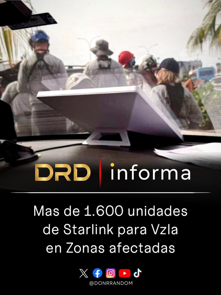 DonRRanDom's tweet photo. 🚨 IMPORTANTE:
En una operación de apoyo, la Embajada de los EE.UU @usembassyve, coordina el despliegue de más de 1.600 unidades de Starlink 📡
Para brindar conectividad en las zonas afectadas de Venezuela 🌐🔌
#DonRandomInforma https://t.co/xPSu2bz0to