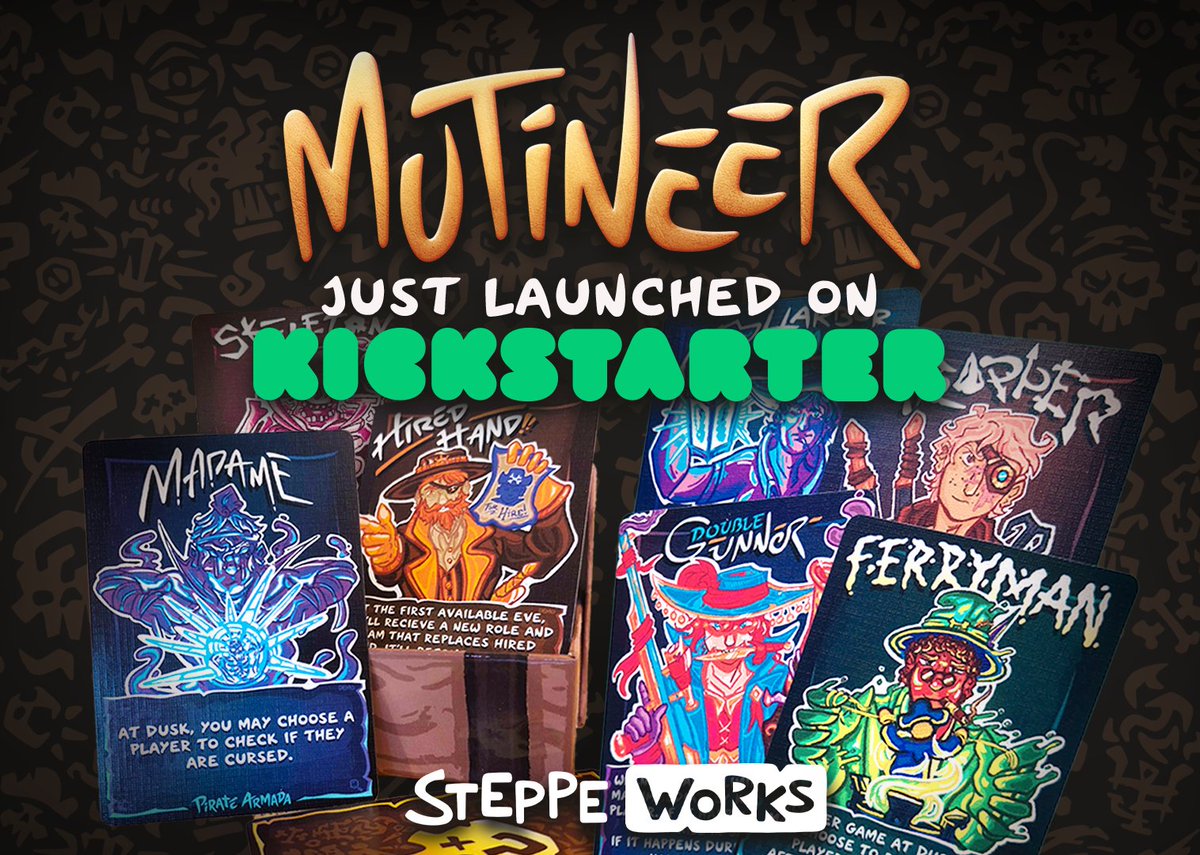 mutineercrew's tweet photo. Ahoy Mutineers! Our big announcement is finally here!

Our #Kickstarter to fund Mutineer the Social Deduction Game is now available! Check out the link below to take a look at our Kickstarter page!
#bbg #boardgames #BeMorePirate https://t.co/Gdo5IB8WdS
