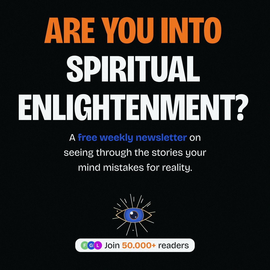PracticEnlight's tweet photo. Are you into spiritual enlightenment? 🧠

A free weekly newsletter on seeing through the stories you mistake for reality.

Join 50,000+ readers