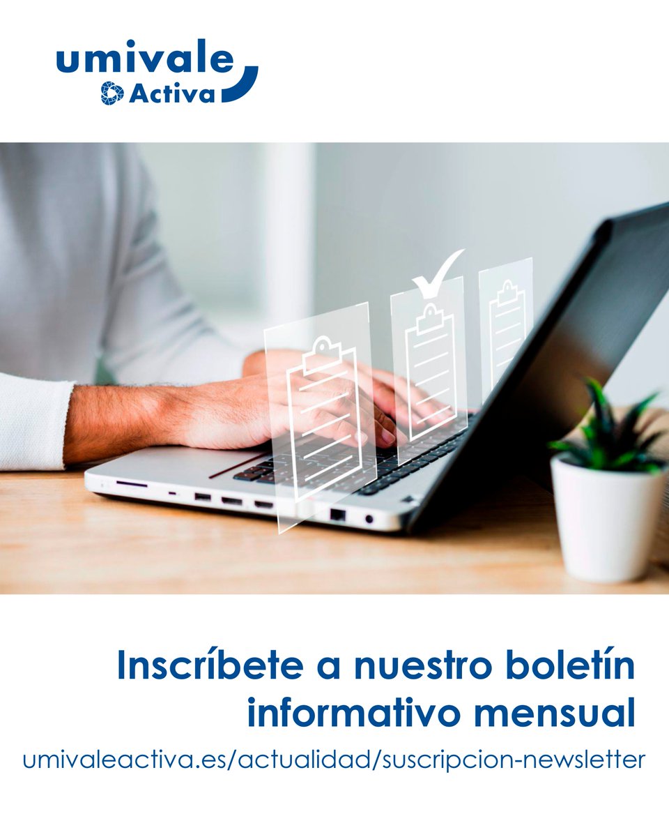 umivaleactiva's tweet photo. ¡Esta semana toca boletín! ¡¿𝗬𝗮 𝗲𝘀𝘁á𝘀 𝗶𝗻𝘀𝗰𝗿𝗶𝘁𝗼?!
Con una periodicidad mensual, ponte al día al instante de nuestras últimas novedades
https://t.co/8aKKsSAdoy
#actualidad #BoletínInformativo #UmivaleActiva #novedades #salud #prevención #newsletter #estudios https://t.co/LpxRsy2ecY
