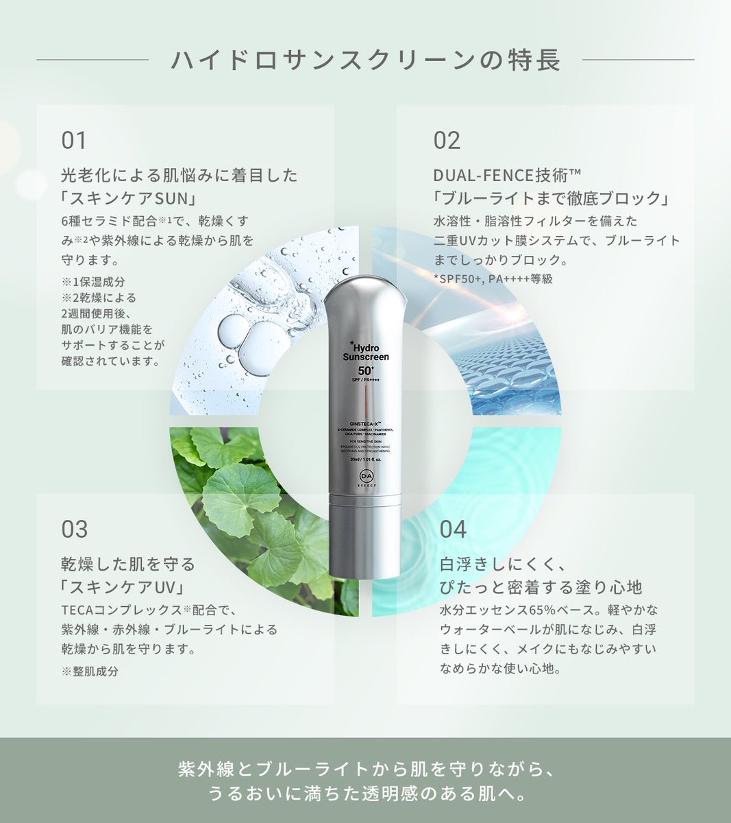 daeffect_jp's tweet photo. 紫外線対策だけじゃない。

HYDRO SUNSCREENは、肌にうるおいを与えながら紫外線から肌を守り、日やけによるシミ・そばかすを防ぐことまで考えたUVケアアイテム。

毎日心地よく使えるみずみずしい使用感で、夏のスキンケアをサポートします☀️
#DAEFFECT #UVケア #日焼け止め
https://t.co/6fwryBp5MI https://t.co/iYYafFyncw