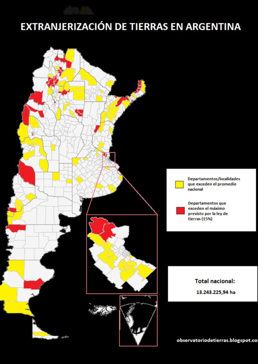 jotaalonso's tweet photo. Viernes. El gobierno está vendiendo la integridad territorial y la soberanía de la Argentina. Crece el porcentaje de tierras en manos de extranjeros en zonas de frontera con acceso a minerales y agua dulce. En La Rioja y Salta el índice es del 50%. La Patagonia en peligro. 👇👇 https://t.co/J6ok3oyIIm