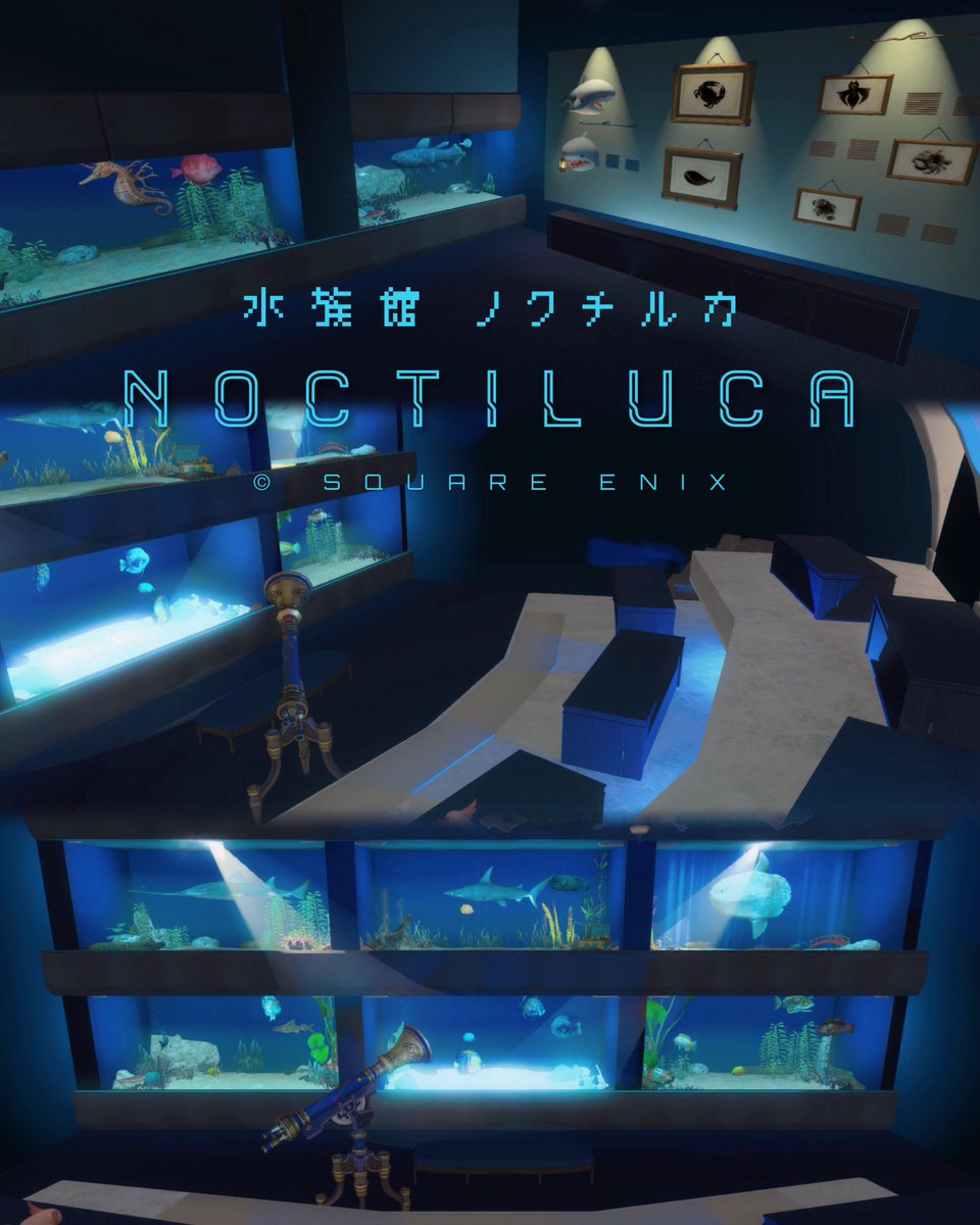 sushi_meuniere's tweet photo. やっとできましたᗦ↞◃

🌌 水族館 NOCTILUCA 🌌
🏷️ #ff14Noctiluca 🐋𓈒𓏸

L size  夜の海をイメージした水族館です。
2Fには、夜空に浮かぶ船を眺められるレストランがあります🍽

詳細等リプにて↓ #FF14ハウジング https://t.co/UpgXxjIYI0