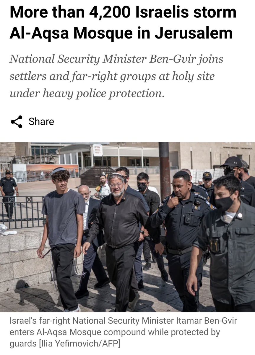 omarsuleiman's tweet photo. I mourn not just that 4,200 Israeli settlers stormed the blessed Mosque of Al-Aqsa today.

I mourn that over 2 billion Muslims just watch it and feel utterly powerless to stop it.

I mourn not only the impunity of one single occupying state, but the incapability and unwillingness of more than fifty Muslim-majority countries to offer anything beyond a single statement of condemnation.

I mourn not only the continued dehumanization of the Palestinians, but the lack of humanity of the world that watches their suffering each day and decides that no human rights or dignity are to be afforded to them.

I mourn not only that our sacred places and people are desecrated, but that we’ve become so used to their desecration.