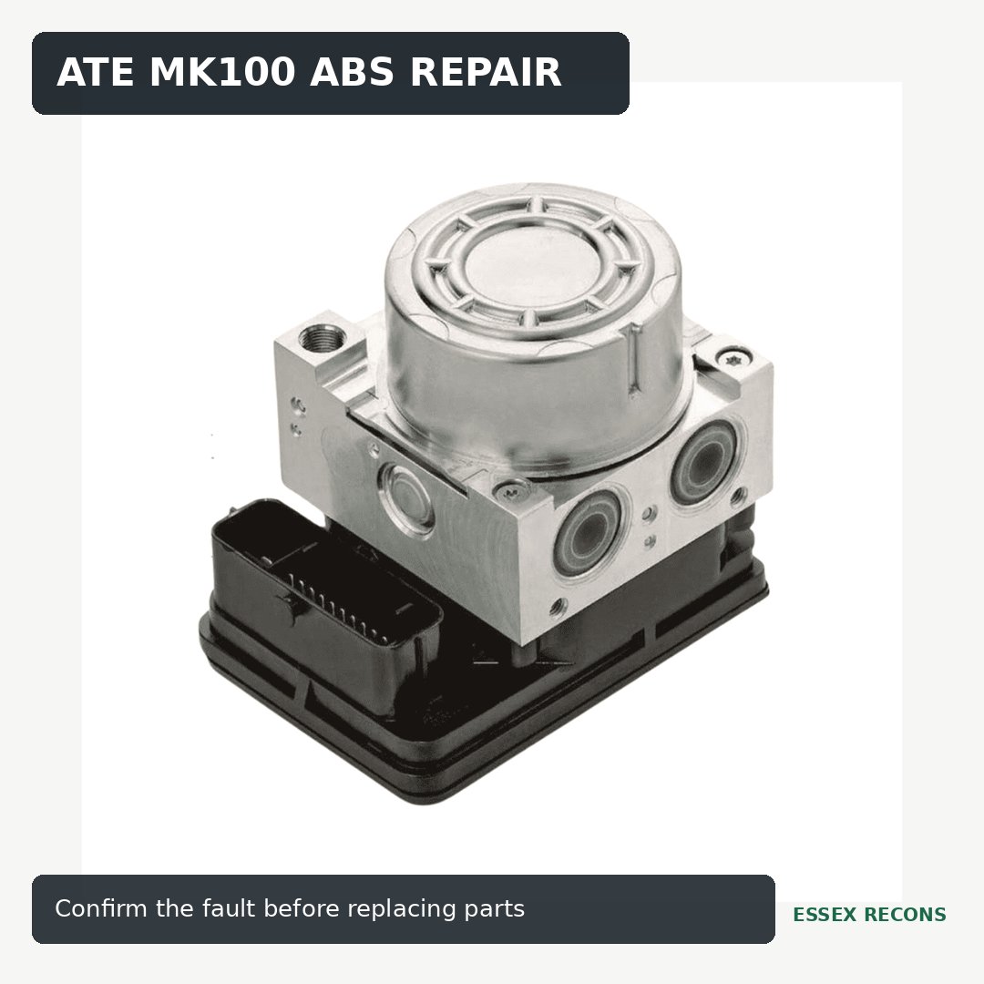 ajtaylor1982's tweet photo. ATE MK100 ABS unit suspected? Before fitting a used pump, confirm the part number, stored faults, power/earth and hydraulic diagnosis. A matched repair route avoids a fitment and coding lottery. https://t.co/qnp0WRPIuj https://t.co/eExjMkGglz
