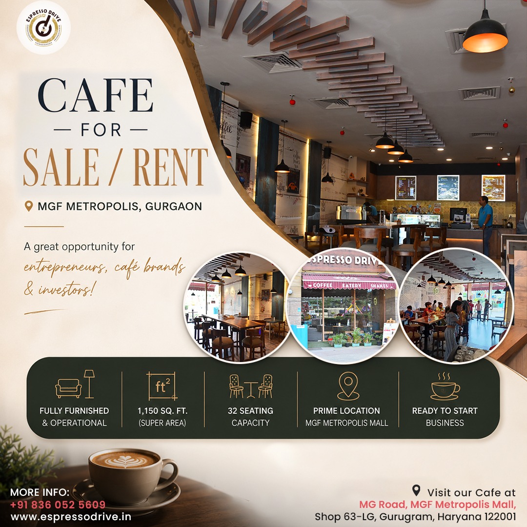 EspressoDrive's tweet photo. ☕ Own a Café. Start Serving from Day One.
Espresso Drive at MGF Metropolis Mall, Gurugram is now available for Sale/Rent.
Fully Furnished & Operational
1,150 Sq. Ft.
32-Seater
Prime Location
📞 +91 83605 25609
🌐 https://t.co/7b0YyPdyLx
#CafeForSale #CafeForRent #Gurugram https://t.co/jUZkMtrGXg