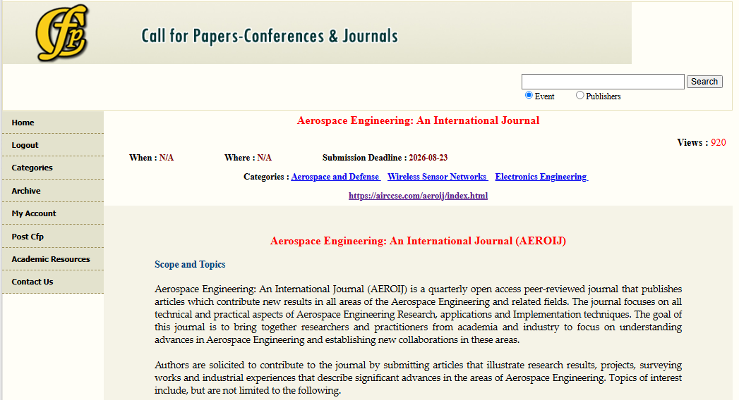 journalaeroij's tweet photo. 12th International Conference on Signal Processing and Pattern Recognition (SIPR 2026)
August 22 ~ 23, 2026, Dubai, UAE
https://t.co/u1XTpCkb14

Submission Deadline : July 25, 2026 

Contact Us: sipr@csen2026.org or siprconfe@gmail.com 

Submission Link: https://t.co/uFNLcnCRRA https://t.co/TDesyVfGwA