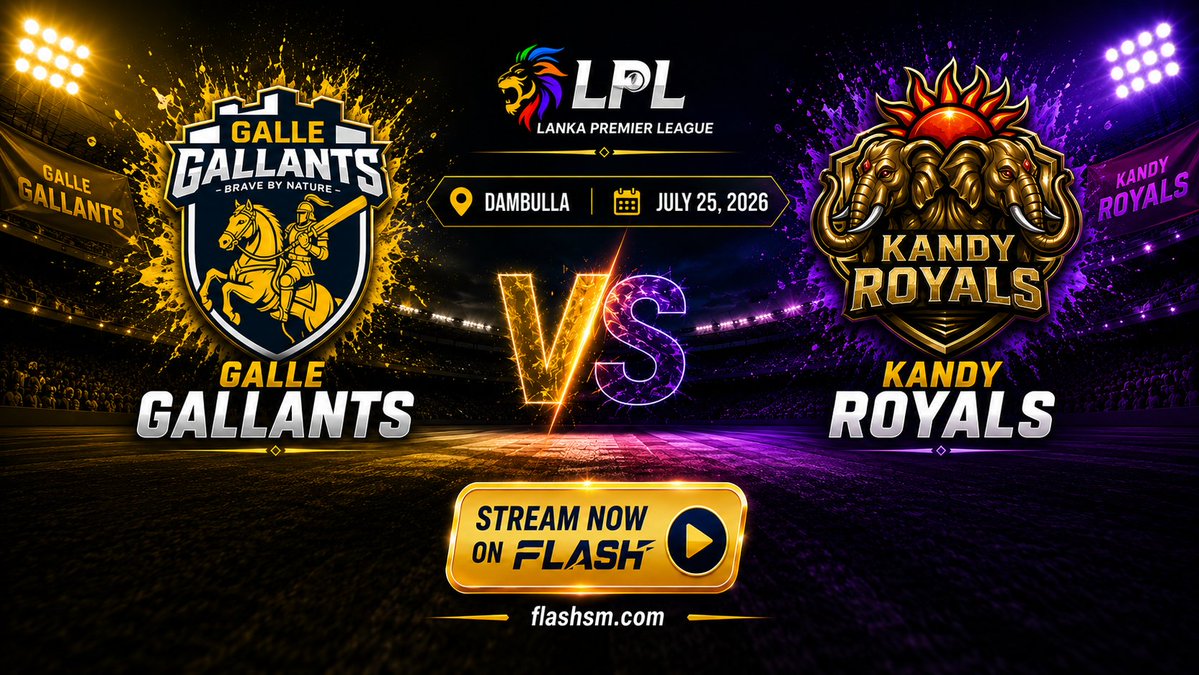 SIXR_cricket's tweet photo. Lanka Premier League is now streaming LIVE on https://t.co/XD5rbOi8Ho! Catch tomorrow's Galle Gallants vs Kandy Royals match live.

🎯 Predict now: https://t.co/cKnbOIedRY
📺 Watch LIVE: https://t.co/EEuDcAn6AJ
⏳ Predictions close when the match begins

#FlashSM #LPL #LankaPremierLeague #PowerPlay #SIXRCricket #CricketPredictions #GalleGallants #KandyRoyals #WatchLive