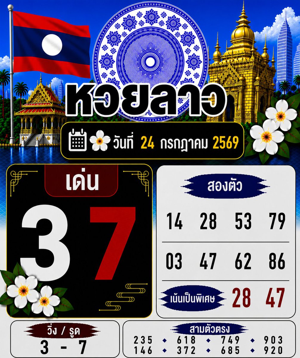 jiocular's tweet photo. 🇱🇦ลาวพัฒนา
ประจําวันที่  24 กรกฎาคม 2569
#ลาวพัฒนา #หวยลาว #หวยวันนี้

✨ เล่นง่าย จ่ายไว ไม่มีเลขอั้นกับ ปังปัง116
📌https://t.co/RORvMjIy5Z https://t.co/Ze4RHQvNex