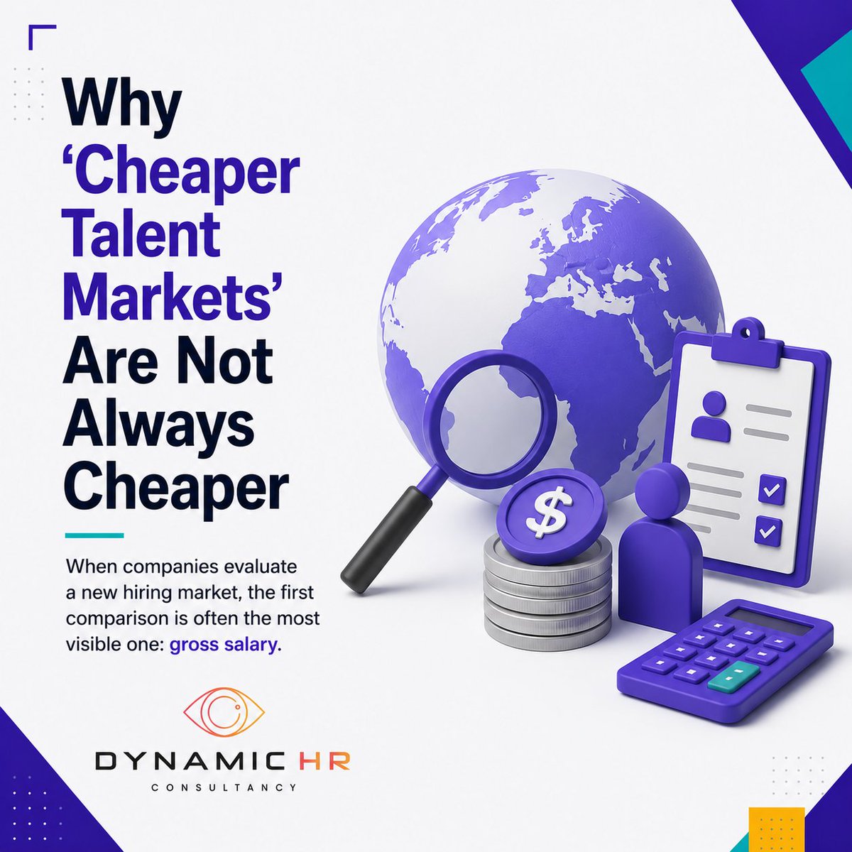 Dynamic_HR_C's tweet photo. Cheaper labor does not always mean cheaper employment! 💡 When expanding globally, focusing solely on gross salary can hide the real expenses like statutory contributions, compliance risks, and operational friction. https://t.co/5IDn5hZQEp