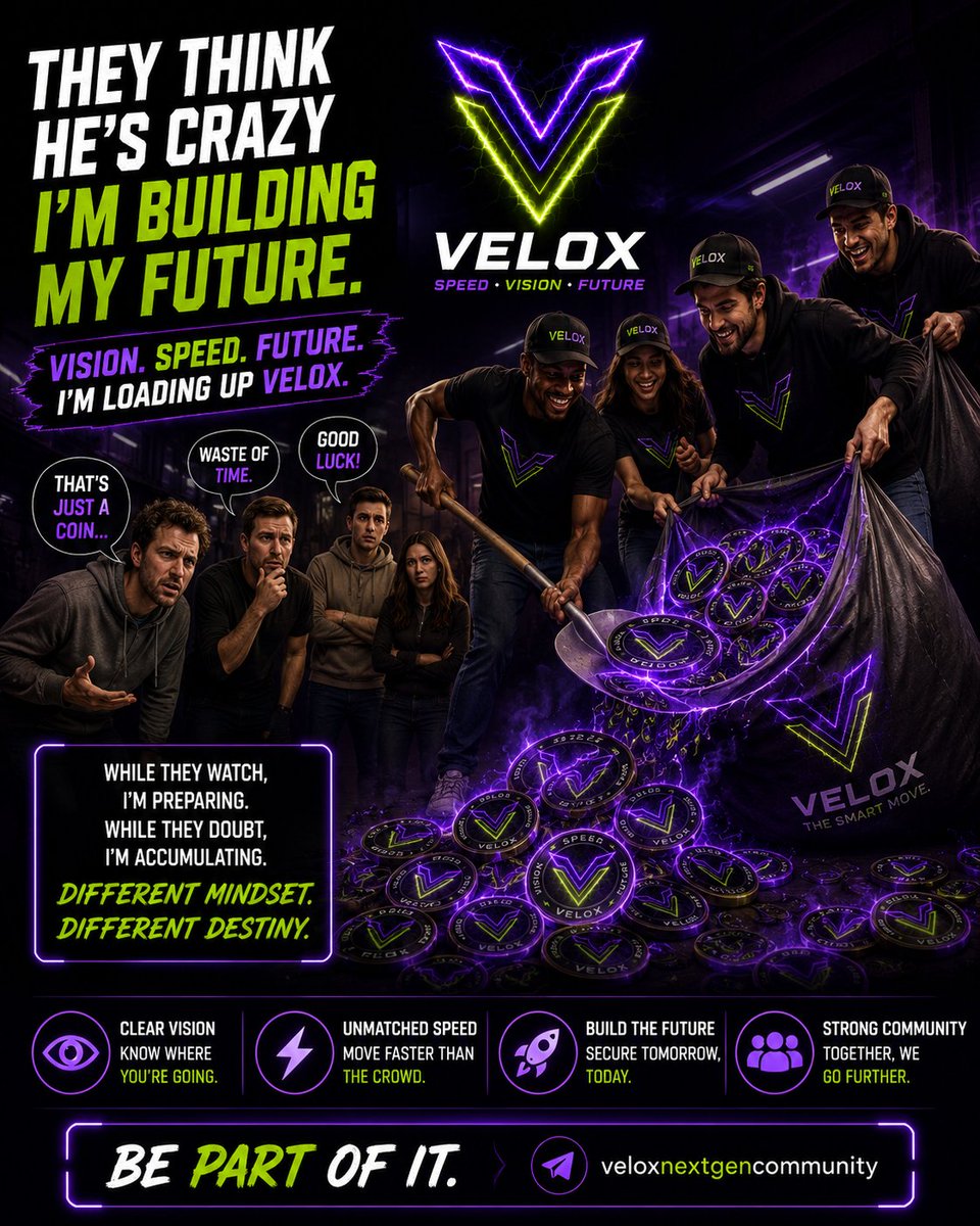 veloxNextGen's tweet photo. The next chapter in Web3 isn't waiting...
Neither is $VELOX
Some people wait for confirmation.
Others become the confirmation.
$VELOX
Every movement starts with one step.
This could be yours.
0x1E8455584E1EC148F30c2CeC6a12990484aB40D8
$VELOX
#VELOX #Crypto #Web3 #Blockchain #Altcoins #Community #DYOR