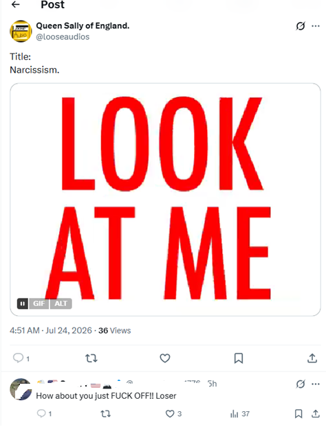 looseaudios's tweet photo. How NOT to argue you ARE NOT a Narcissist.
🤦‍♀️
#lifeskills https://t.co/nhZpX3Artj