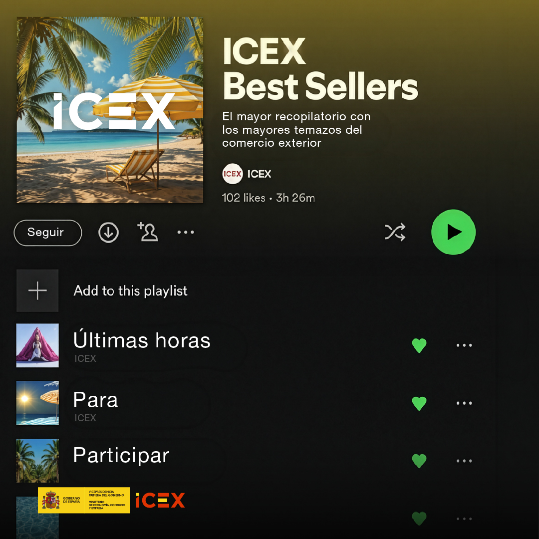 ICEX_'s tweet photo. ¡No te quedes sin la oportunidad de formar parte de los #BestSellers de ICEX! ☀️

🎶 Agosto se convierte en el mes de las verbenas, los festivales, los viajes en carretera y las tardes de playa y piscina. Todas estas cosas tienen un denominador común: en todos los rincones suenan los éxitos del verano.

✨ Y desde ICEX no queremos ser menos: queremos llenar agosto de éxitos… pero de comercio internacional.

Inscríbete antes del 24 de julio y podrás formar parte de nuestros éxitos del verano de 2026.

Más información aquí: https://t.co/g8lcOHjscC
