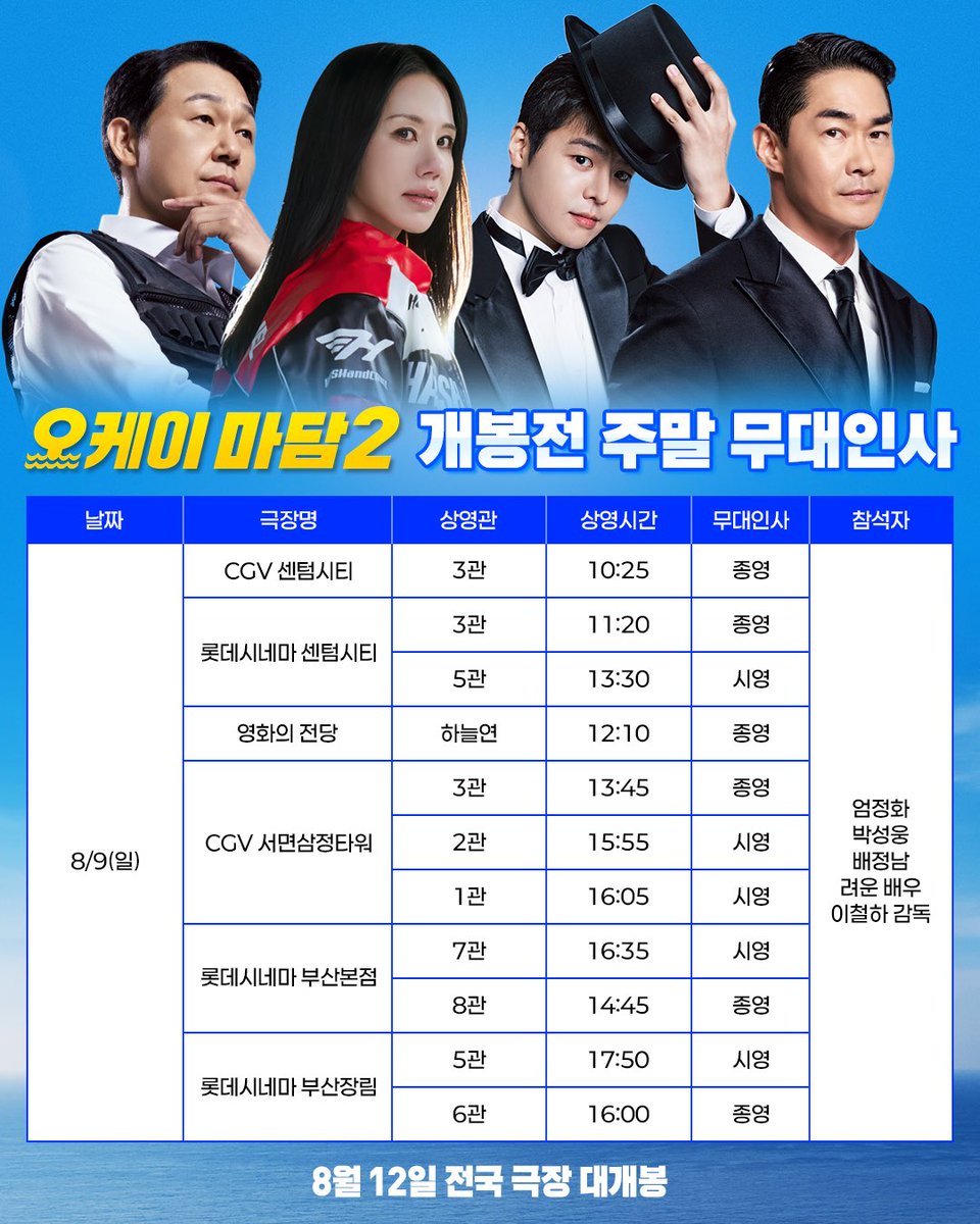 AttoPicture's tweet photo. 오케이마담2 개봉 전 무대인사
8월 8일 ~ 8월 9일 대구, 부산
이철하 감독, 엄정화, 박성웅, 배정남, 려운 참석 예정

#오케이마담2 #무대인사 #대구 #부산
#이철하감독 #엄정화 #박성웅 #배정남 #려운 https://t.co/sCaf8CLU5U