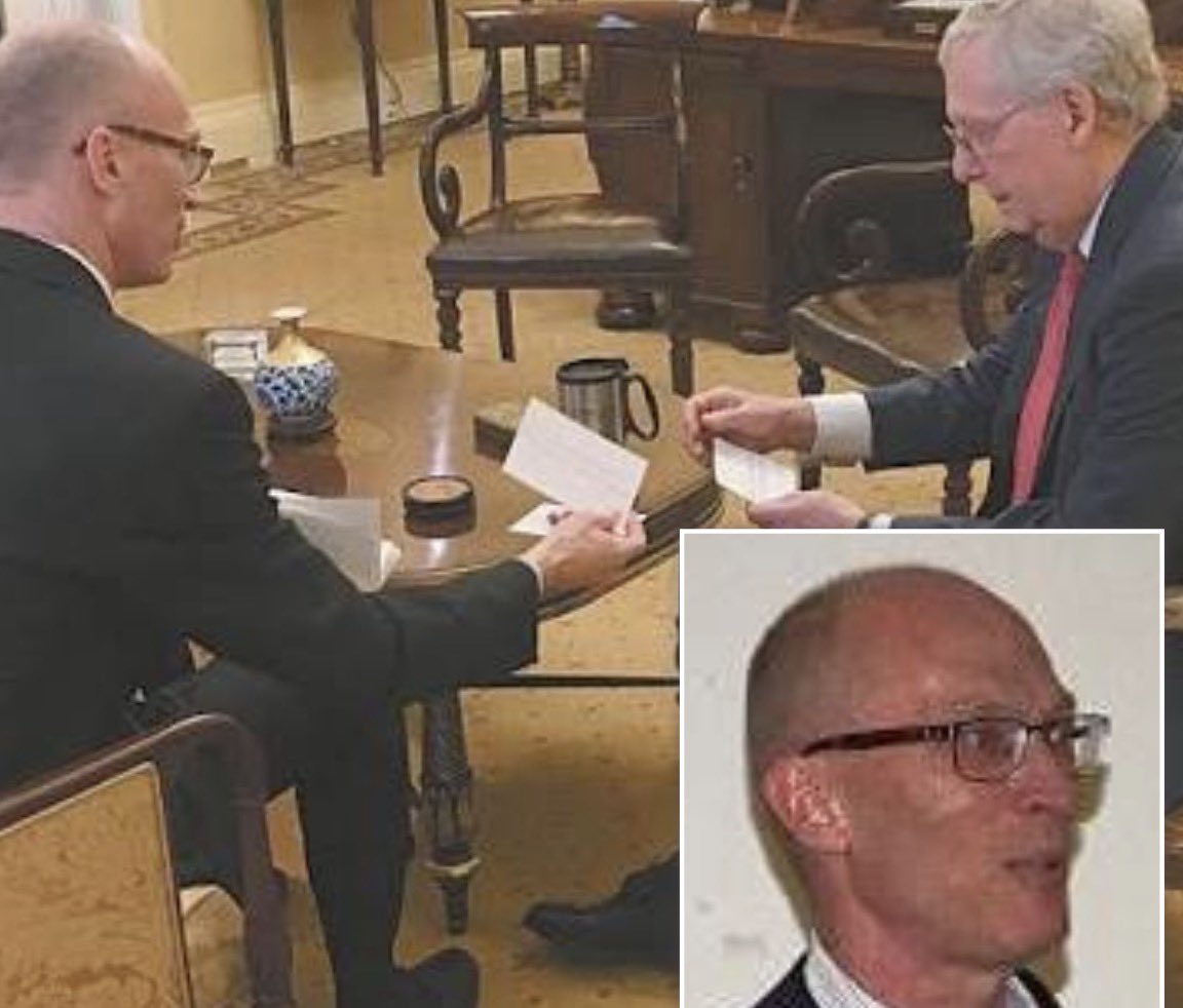 Notwokenow's tweet photo. Senator Mitch McConnell's current Chief of Staff is Terry Carmack.

As Chief of Staff, he earns roughly $226,000–$230,000 per year. 

He has declined to answer questions about McConnell’s condition the last 40 days. 

Is he conspiring to hide the truth from Kentucky voters? https://t.co/S4dsDacIOF