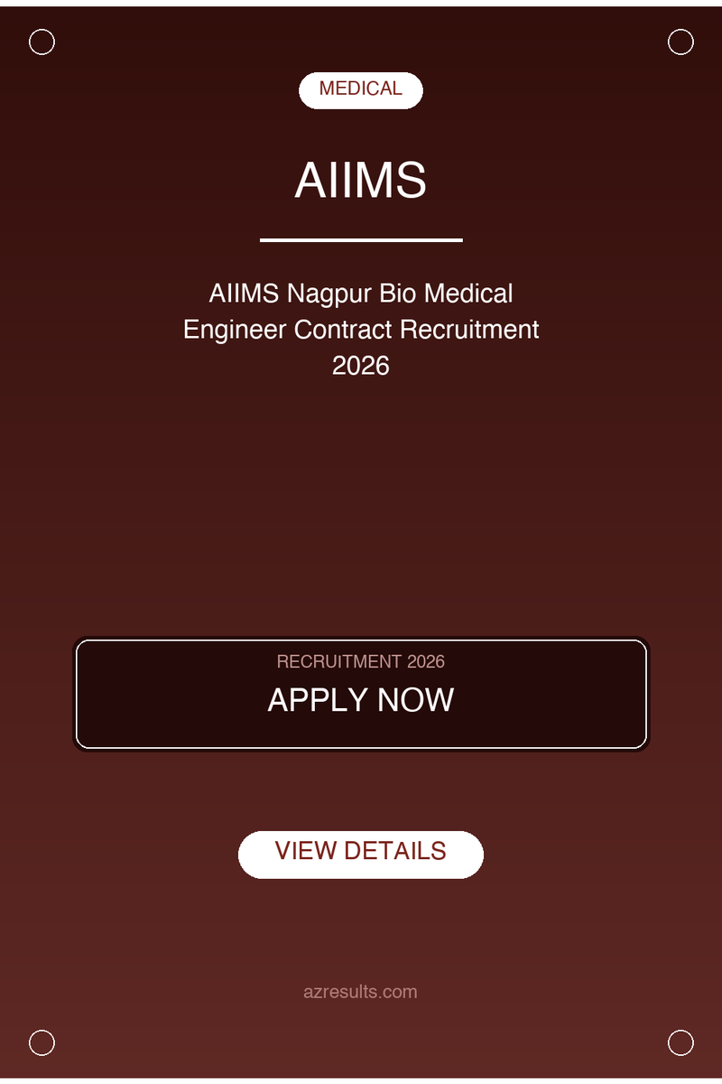 AZResults's tweet photo. AIIMS Nagpur Bio Medical Engineer Contract Recruitment 2026 - Apply now! Check eligibility &amp; last date. #aiims #nagpur #GovtJobs #Recruitment2026 https://t.co/zCulFToojJ https://t.co/mHtMFQAUTl
