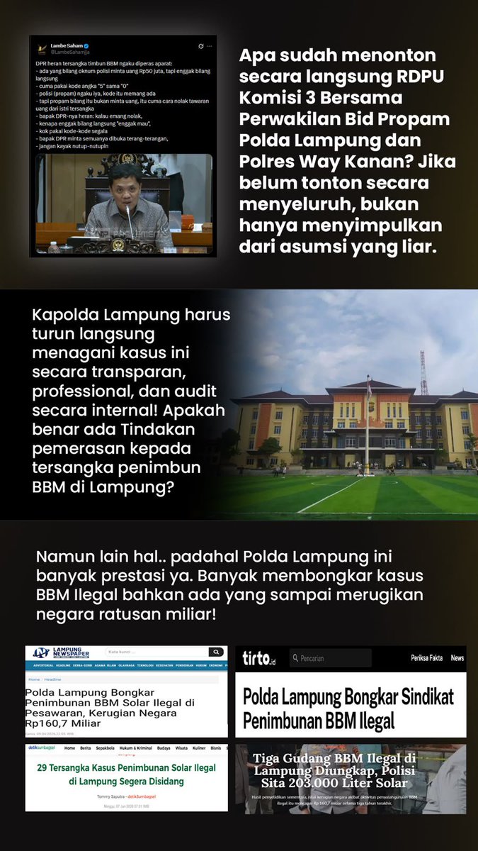 AyuningMah60103's tweet photo. Proses klarifikasi terbuka menunjukkan mekanisme tetap berjalan

#poldalampung #polreswaykanan #dprri #polripresisi https://t.co/larQujNNgq