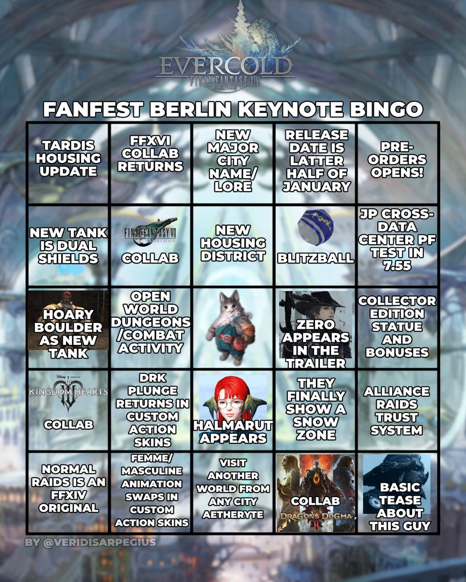 VeridisArpegius's tweet photo. Here's my Fanfest Berlin bingo card filled! https://t.co/4r4eE6fjug