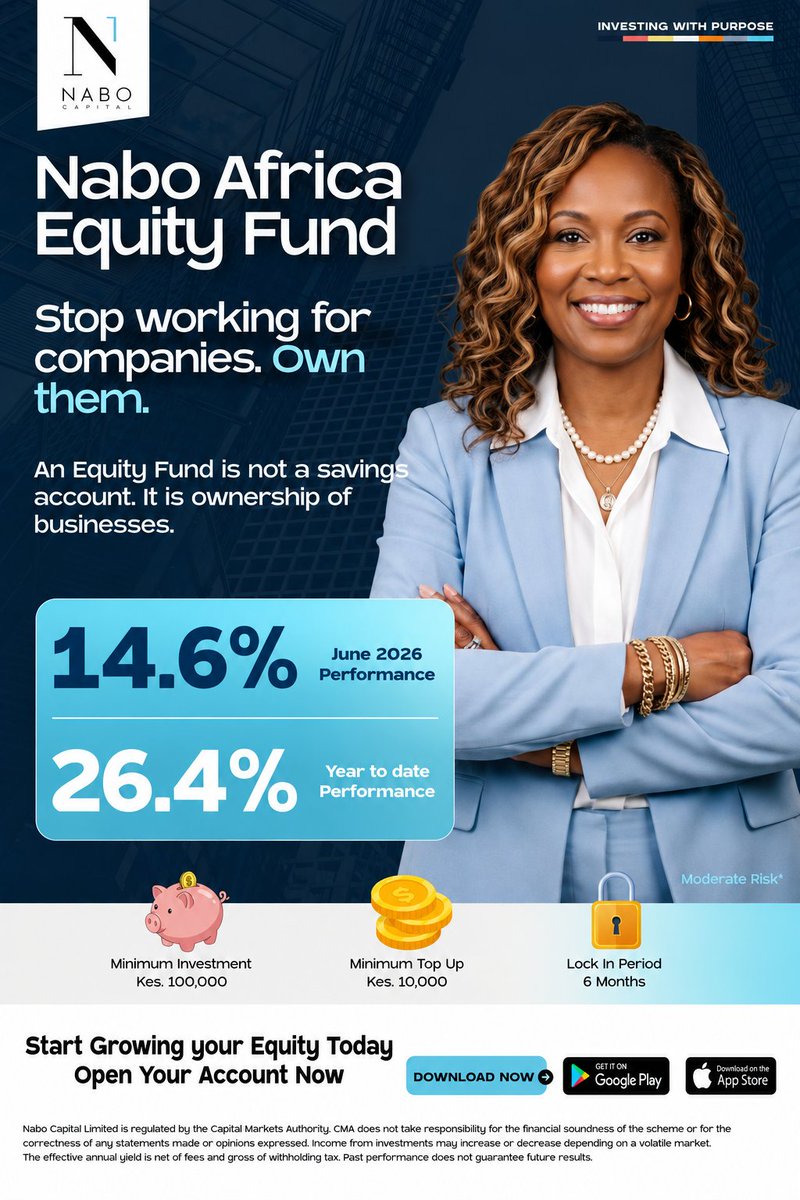 NaboCapital's tweet photo. You bring the capital. We bring the expertise to make every shilling of it work like it belongs at that table. Because it does.
Talk to us on 0709368700 or email us on invest@nabocapital.com. Let's show you what this fund can do!
#EquityFund #InvestInGrowth #NaboCapital https://t.co/8cX0p2FxVX